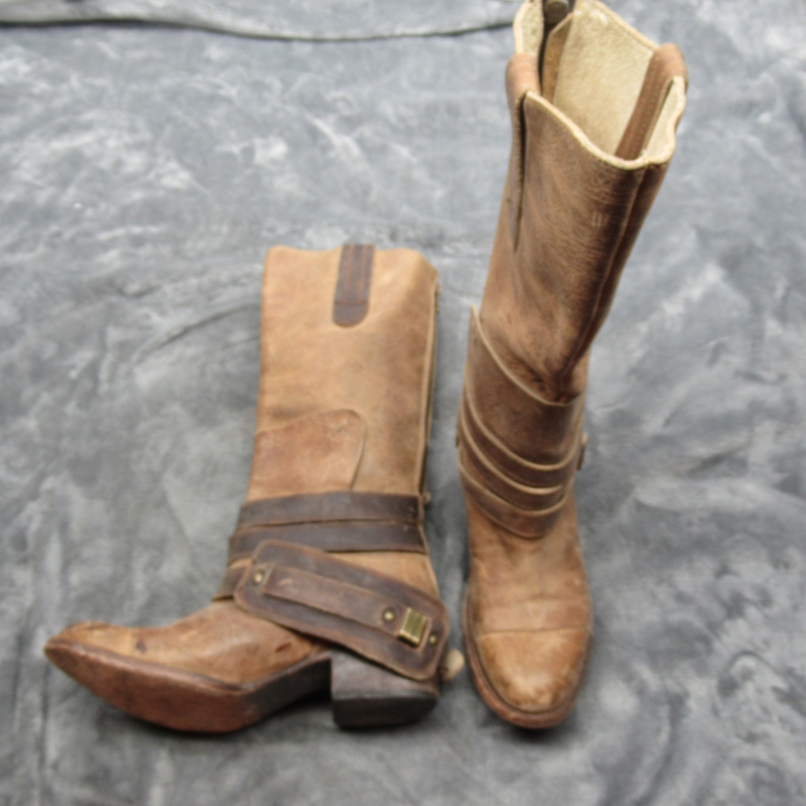 Freebird Dakota Boots Womens 7 Brown Leather Buckle Strap Tall Distress Style